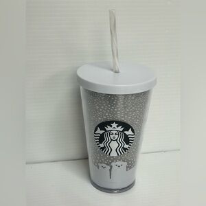 Starbucks 2016 POLAR BEAR Cold Cup Grande Tumbler with straw 16 oz